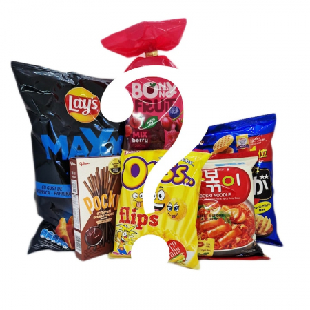 Gustari si rontaieli - Mystery box 6 produse, cutie surpriza cu gustari delicioase, snack box variat