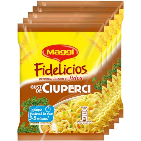 Bacanie - Pachet 5x fidea instant cu gust de ciuperci Maggi Fidelicios 5x59.2g, 296g