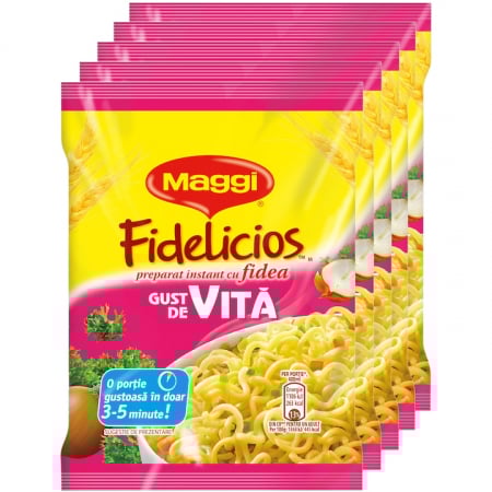 Produse de baza - Pachet 5x fidea instant cu gust de vita Maggi Fidelicios 5x59.2g, 296g