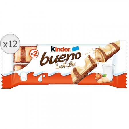 Produse de baza - Pachet batoane de ciocolata alba Kinder Bueno White, 12 bucati, 24 batoane, 468g