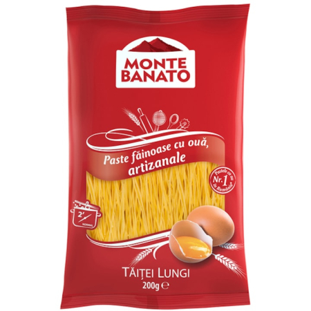 Paste si fainoase - Paste fainoase cu oua, artizanale, taitei lungi,Monte Banato, 200g