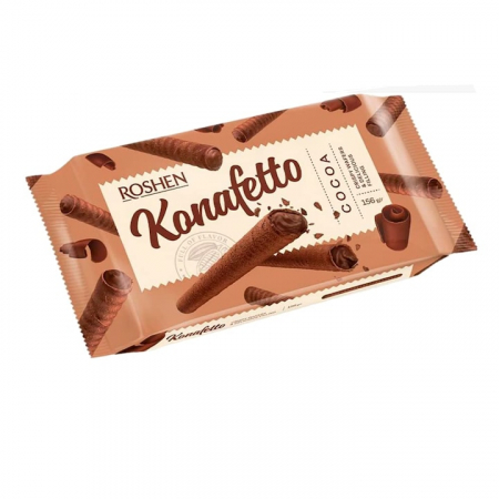 Gustari si rontaieli - ROSHEN Konafetto Cacao Wafer Rolls,140g