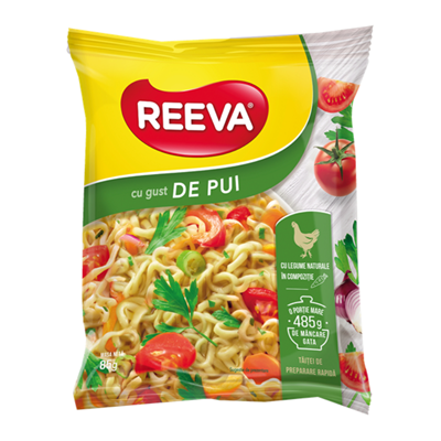 Bacanie - Supa Instant cu Taitei si Gust de pui REEVA, Cantitate 85 g