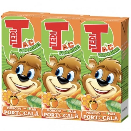 Produse de baza - Tedi morcov, mar si portocala 200 ml 3 buc