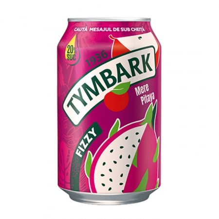 Produse de baza - TYMBARK FIZZY Bautura Racoritoare Carbogazoasa cu Mar si Pitaya,12 x 0,33 L