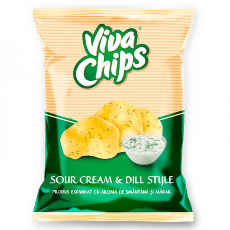 Gustari si rontaieli - VIVA Chips cu aroma de smantana si marar 100g, 6 BUC/BAX
