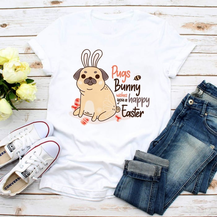 Tricou Femeie Pugs Bunny [1]