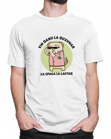 Tricou Barbat Alb Banii la Buzunar [1]
