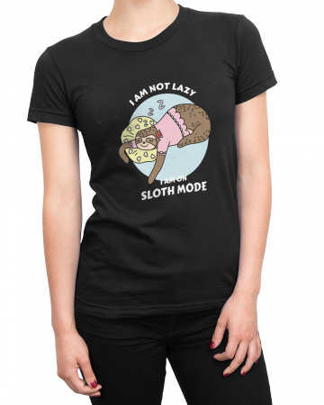 Tricou Femeie Negru Sloth Mode [1]