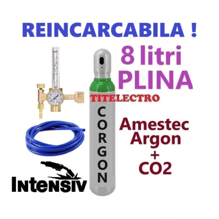 Butelii si reductoare sudura cu gaz - Butelie 8 litri pentru corgon PLINA + reductor + furtun