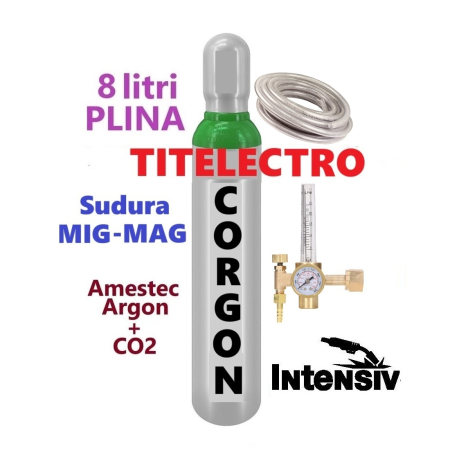 Butelii si reductoare sudura cu gaz - Butelie 8 litri pentru corgon PLINA + reductor + furtun