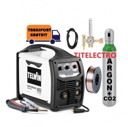 Pachete cu butelie argon CO2 - Pachet aparat sudura cu gaz Maxima 200 Synergic