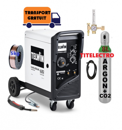 Aparate sudura MIG-MAG Telwin cu sarma argon CO2 sau fara gaz - Pachet aparat sudura cu gaz Maxima 230 Synergic