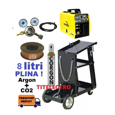 Pachete cu carucior si butelie - Pachet aparat sudura cu gaz MIG 165 cu carucior