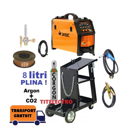 Aparate sudura MIG-MAG - pachete cu butelie si carucior - Pachet aparat sudura cu gaz MIG 200 Premium JASIC cu carucior