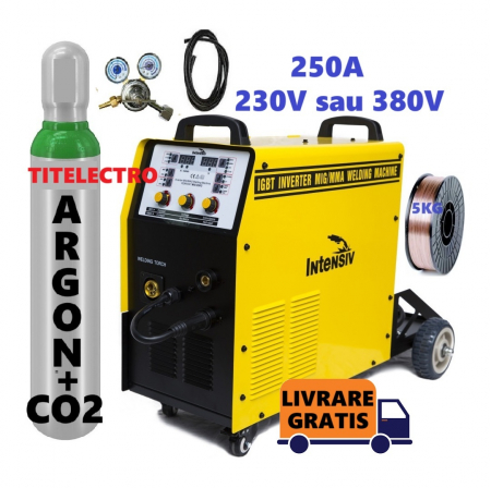 Pachete cu butelie argon CO2 - Pachet aparat sudura cu gaz Perfekt MIG 250/2