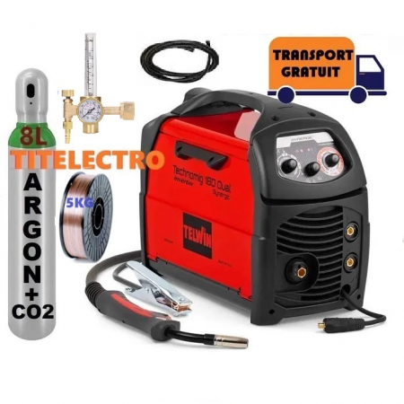 Pachete cu butelie argon CO2 - Pachet aparat sudura cu gaz Technomig 180 Dual Synergic