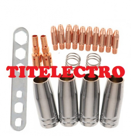 Accesorii si consumabile sudura, tras indreptat tabla, taiere cu plasma - Set 19 accesorii duze pistolet 25AK MB25