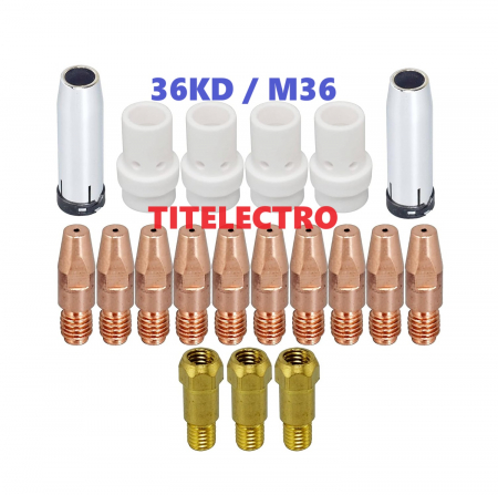 Accesorii duze pistolet 36KD MB36 torta MIG-MAG max 350A - Set 19 accesorii duze pistolet 36KD / MB36
