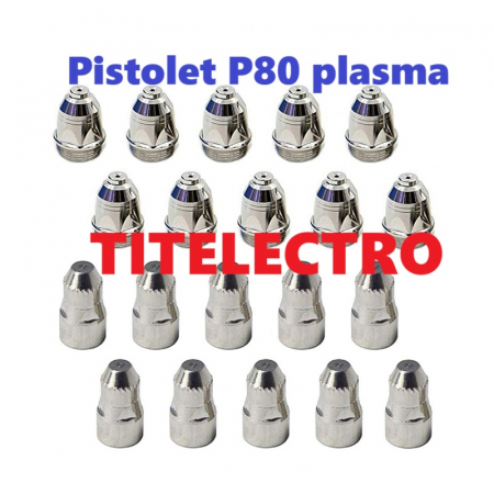Accesorii duze electrozi pistolet P80 taiere cu plasma - Set 20 accesorii pistolet P80 taiere cu plasma