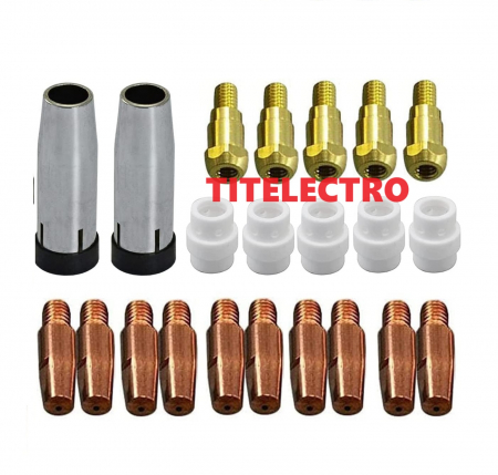 Accesorii si consumabile sudura, tras indreptat tabla, taiere cu plasma - Set 22 accesorii duze pistolet 24KD MB24