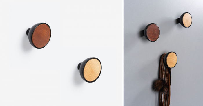 Agățătoare cuier Bol, finisaj negru mat cu lemn sapelli natur, 45x31.2 mm [6]