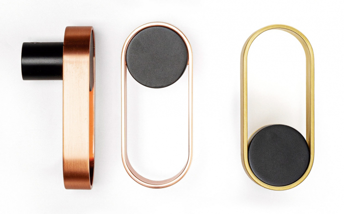 Agatatoare cuier ovala Orbit, finisaj negru mat/auriu periat, 105x45 mm [2]