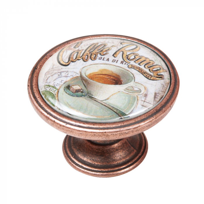 Buton pentru mobila, Cafe2 550CB62, finisaj cupru antichizat, D:37 mm [1]