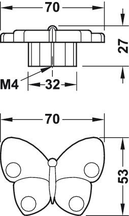 Caronia - Buton pentru mobila, finisaj roz, 70x53 mm [2]