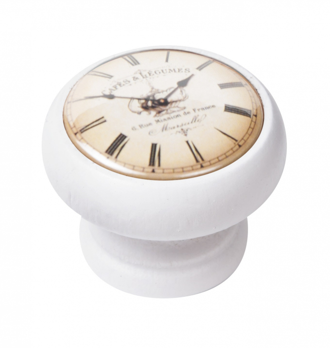Buton pentru mobila, Clock Cafe 450BL06, finisaj alb, D:40 mm [1]