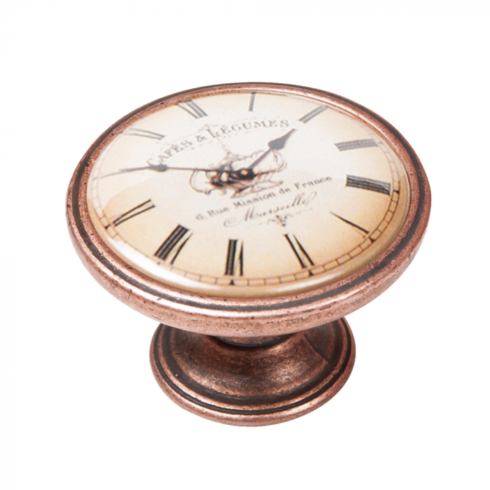 Buton pentru mobila, Clock Cafe 550CB06, finisaj cupru antichizat, D:37 mm [1]