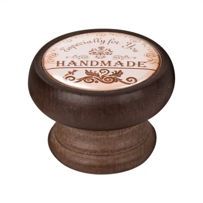 Buton pentru mobila, Handmade 450NG29, finisaj nuc, D:40 mm [1]