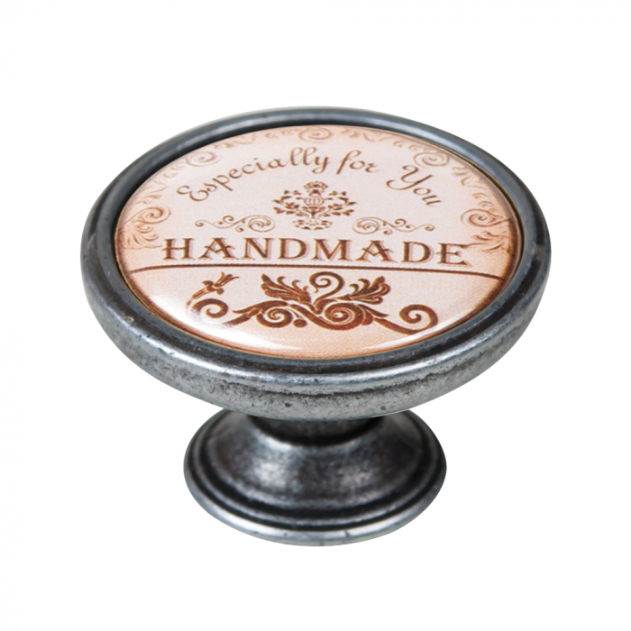 Buton pentru mobila, Handmade 550PT29, finisaj argint invechit, D:37 mm [1]