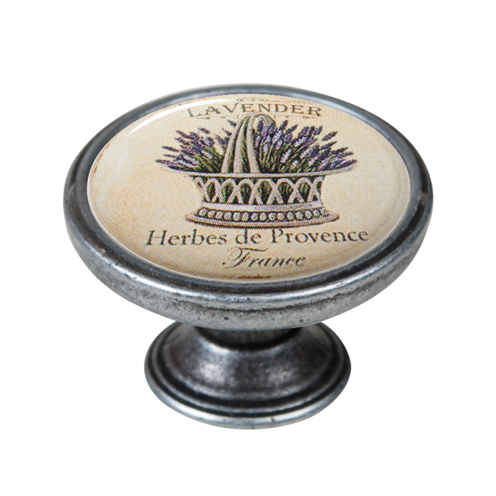 Buton pentru mobila, Lavender1 550PT46, finisaj argint invechit, D:37 mm [1]