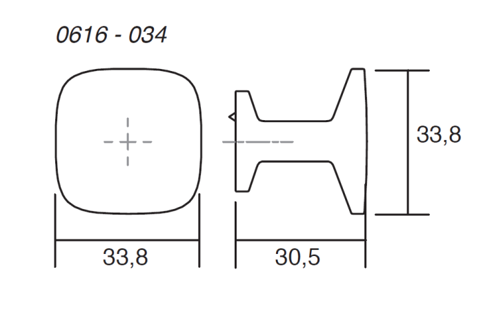 Quart Big - Buton pentru mobila, finisaj alama rustica, 33.8x33.8 mm [2]