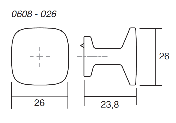 Quart Mini - Buton pentru mobila, finisaj alama rustica, 26x26 mm [2]