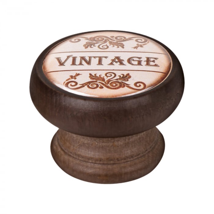 Buton pentru mobila, Vintage 450NG27, finisaj nuc, D:40 mm [1]