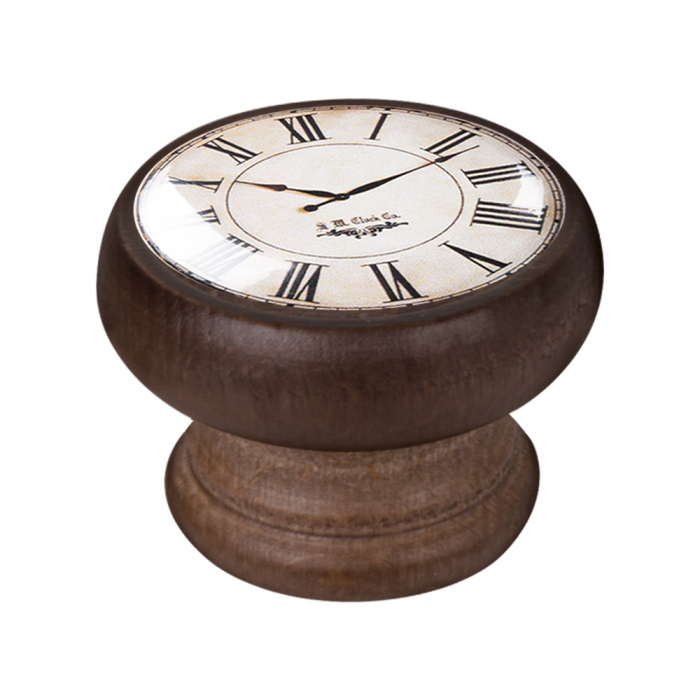 Buton pentru mobila, White Clock 450NG02, finisaj nuc, D:40 mm [1]