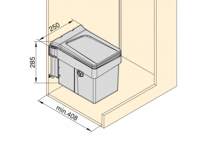 Cos de gunoi 15 l, incorporabil cu capac automat, gri antracit [5]