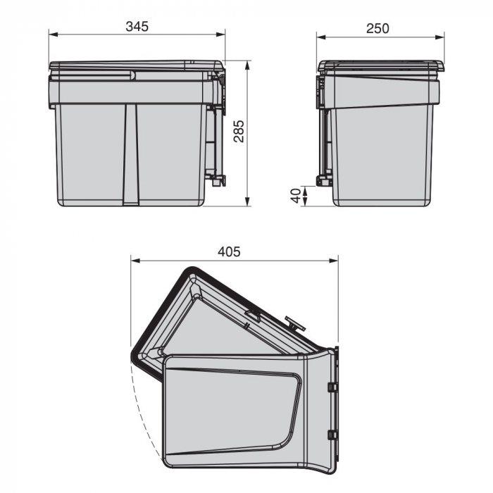 Cos de gunoi 15 l, incorporabil cu capac automat, gri antracit [4]