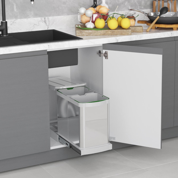 S2396 - Coș de gunoi încorporabil din oțel inoxidabil, colectare selectivă, cu extragere automată, 12 L + 12 L, finisaj crom [3]