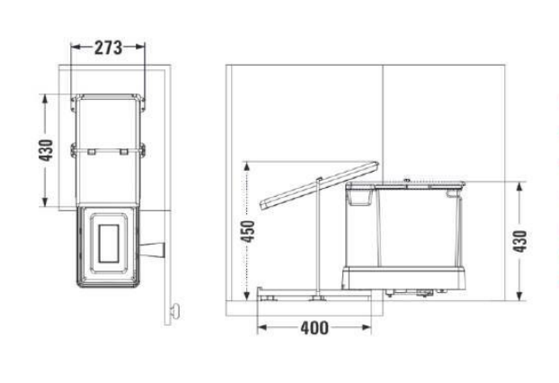 Pelikan 21550 - Coș de gunoi încorporabil, colectare selectivă, cu extragere automată, 2×14 L [3]