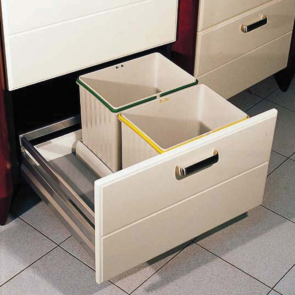 Pulse 2C – Coș de gunoi încorporabil în sertar, pentru colectare selectivă, cu 2 recipiente × 16 litri, pentru corp de 400 mm lățime [2]