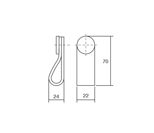 Flexa - Maner, buton din piele bej pentru mobilier, cu ornament finisaj negru, L: 70 mm [2]