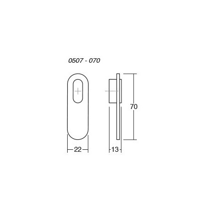 Oblong  - Maner, buton din piele maro pentru mobilier, cu ornament, finisaj gri periat, L 70 mm [2]