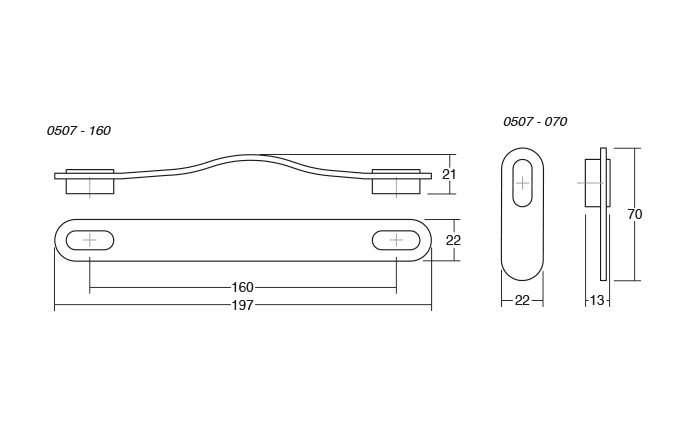 Maner Oblong din piele maro pentru mobilier, cu ornament finisaj auriu periat, L:197 mm [2]