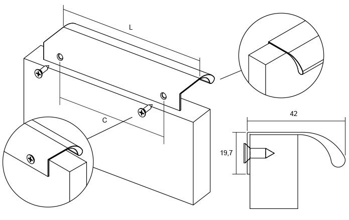 Maner pentru mobila Ona, finisaj gri periat, L: 200 mm [2]