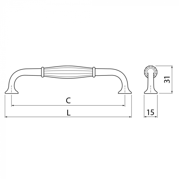 Abiate - Maner pentru mobila, finisaj auriu antichizat, L:143 mm [2]
