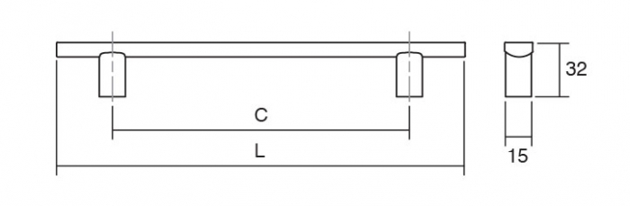 Maner pentru mobila Ara W, finisaj otel inoxidabil/nuc, L:220 mm [3]