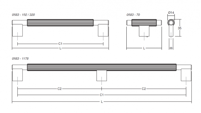 Arpa - Maner pentru mobila, finisaj otel inoxidabil, L 340 mm [2]